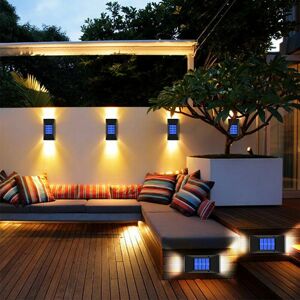 IKODM Solar wall light outdoor decoration garden wall light garden waterproof up and down wall light outdoor decoration light 2 pieces warm light - RWSolar