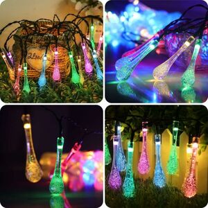 MUMU Solar Water Drop String Lights, 50 led 9.5m Colorful Solar String Lights Outdoor 8 Modes Waterproof Solar Raindrop String Lights Decoration Lights