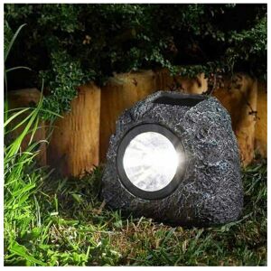 Garden Mile - 4 x Smart Garden Solar Granite Rock Spot Lights Super Bright 5L Stone Effect