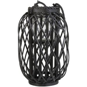 Beliani - Natural Willow Candle Holder Lantern Rope Handle Black Tall Mauritius