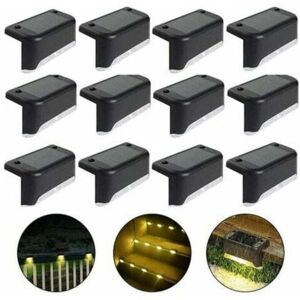 ZVD Waterproof Solar Fence Light, Solar Patio Light, Stair Light, IP65 led Solar Garden Lights for Patio Stair Fence (Warm Black Light, 12 Pack)
