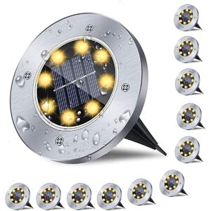 SJQKA Waterproof Solar Garden Lights, Upgraded Outdoor Lawn Lights, Bright Ground Lights, Garden Lights for Pathways, Patios, Decks, Lawn, 12 Pack