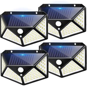 4 Pack Solar Lights Outdoor, 100 led Solar Outdoor Lighting, 3 Modes Solar Spotlight Outdoor with Motion Sensor, led Solar Outdoor for Garden - ZVD