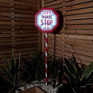 Samuel Alexander - 1.1m Battery Operated Light up Santa Stop Here led Christmas Sign Samuel Alexander - 1.1m Battery Operated Light up Santa Stop Here led Christmas Sign
