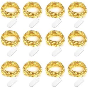 IKODM 12 Pack Battery Operated String Lights (Included) 2M 20 led Copper Wire Fairy Lights Warm White for Christmas Decoration, Wedding, Party, Costume IKODM 12 Pack Battery Operated String Lights (Included) 2M 20 led Copper Wire Fairy Lights Warm White for Christmas Decoration, Wedding, Party, Costume