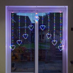 SAMUEL ALEXANDER 1.2 x 1.2m Light up Christmas Heart Curtain Lights with 229 Multi-Coloured LEDs SAMUEL ALEXANDER 1.2 x 1.2m Light up Christmas Heart Curtain Lights with 229 Multi-Coloured LEDs