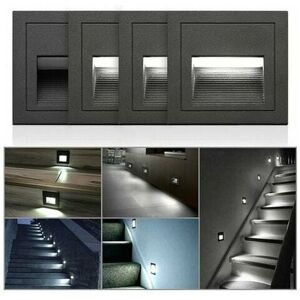 DEWDAT 3W led Recessed Wall Light Cool White IP65 Waterproof Stair Lights Step Lights Aluminum Decorative Lighting Outdoor Indoor Black Body DEWDAT 3W led Recessed Wall Light Cool White IP65 Waterproof Stair Lights Step Lights Aluminum Decorative Lighting Outdoor Indoor Black Body