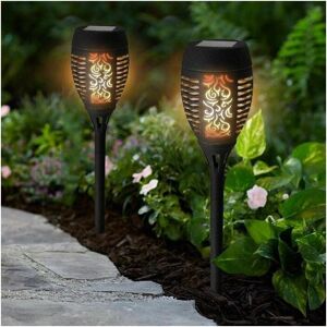 GARDEN MILE 4 x led Flickering Flame Outdoor Solar Torch Stake Lights GARDEN MILE 4 x led Flickering Flame Outdoor Solar Torch Stake Lights