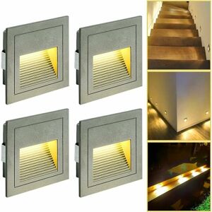 DEWDAT 4pcs 3W led Recessed Wall Light, Waterproof IP65 Cold White Stair Lights, Step Lights, Aluminum, Indoor-Outdoor Lighting Decoration (Cool White, Gray DEWDAT 4pcs 3W led Recessed Wall Light, Waterproof IP65 Cold White Stair Lights, Step Lights, Aluminum, Indoor-Outdoor Lighting Decoration (Cool White, Gray