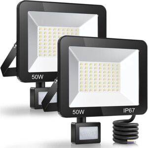 IKODM 50W led Outdoor Floodlight Motion Sensor 2 Pack, IP67 Waterproof led Spotlight with Sensor, 5000LM 7000K Cool White Outdoor Lighting, Outdoor Lamp IKODM 50W led Outdoor Floodlight Motion Sensor 2 Pack, IP67 Waterproof led Spotlight with Sensor, 5000LM 7000K Cool White Outdoor Lighting, Outdoor Lamp