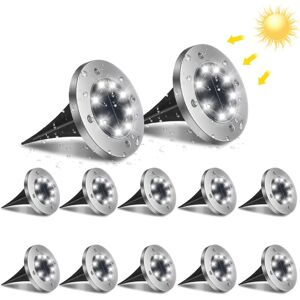 GOTRAYS 8LED Solar Lights Outdoor, 12pcs Garden Ground Light 6000K Waterproof IP65 Solar Recessed Spotlight for Path Patio Yard Underground GOTRAYS 8LED Solar Lights Outdoor, 12pcs Garden Ground Light 6000K Waterproof IP65 Solar Recessed Spotlight for Path Patio Yard Underground