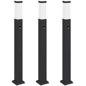 Bollard Lights with Sensor 3 pcs 80 cm Black IP44 vidaXL Bollard Lights with Sensor 3 pcs 80 cm Black IP44 vidaXL