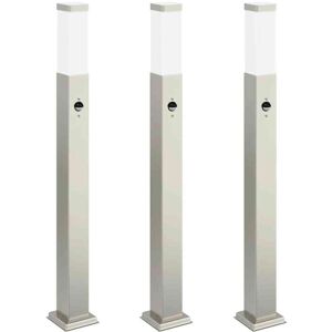 Bollard Lights with Sensor 3 pcs 80 cm Stainless Steel IP44 vidaXL Bollard Lights with Sensor 3 pcs 80 cm Stainless Steel IP44 vidaXL