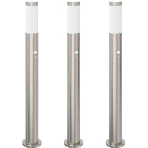 Bollard Lights with Sensor 3pcs 80 cm Stainless Steel IP44 vidaXL Bollard Lights with Sensor 3pcs 80 cm Stainless Steel IP44 vidaXL