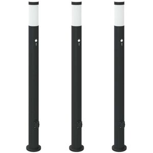 Bollard Lights with Sensor&Outlet 3pcs 110 cm Stainless Steel IP44 vidaXL Bollard Lights with Sensor&Outlet 3pcs 110 cm Stainless Steel IP44 vidaXL
