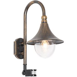QAZQA Outdoor Wall Light with Motion Sensor - Antique Gold QAZQA Outdoor Wall Light with Motion Sensor - Antique Gold