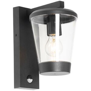 Qazqa Modern Outdoor Black Wall Light with Motion Sensor - Joren - IP44 - Suitable for E27 40W Qazqa Modern Outdoor Black Wall Light with Motion Sensor - Joren - IP44 - Suitable for E27 40W