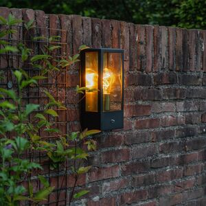 Qazqa Rotterdam Black Gold Rectangular Sensor Outdoor Wall Light - IP44 Qazqa Rotterdam Black Gold Rectangular Sensor Outdoor Wall Light - IP44