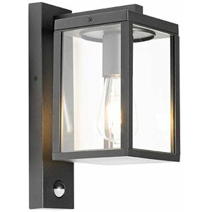 QAZQA Black Outdoor Wall Light with Motion Sensor - Charlois - IP44 - E27 - 40W QAZQA Black Outdoor Wall Light with Motion Sensor - Charlois - IP44 - E27 - 40W