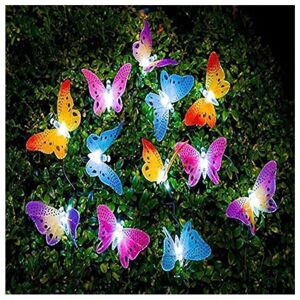 Linghhang - Butterfly outdoor solar led string lights waterproof battery 4 Meter 12 led 2 Modes Decorative for Garden Terrace House Christmas Easter Linghhang - Butterfly outdoor solar led string lights waterproof battery 4 Meter 12 led 2 Modes Decorative for Garden Terrace House Christmas Easter