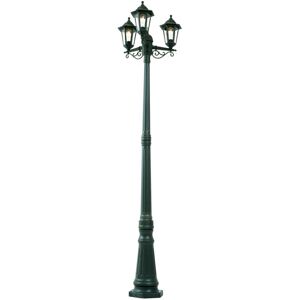 Qazqa Classic Outdoor Lantern Dark Green 217cm 3-Lights IP44 Qazqa Classic Outdoor Lantern Dark Green 217cm 3-Lights IP44