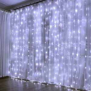 AOUGO Curtain Lights 300 led Curtain Lights 3Mx3M 8 Lighting Modes Waterproof IP44 Outdoor and Indoor, Decoration for Christmas, Wedding, Birthday, Window, AOUGO Curtain Lights 300 led Curtain Lights 3Mx3M 8 Lighting Modes Waterproof IP44 Outdoor and Indoor, Decoration for Christmas, Wedding, Birthday, Window,