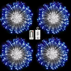 DEWDAT Decorative Fireworks Lights led Explosion Fireworks Light, Christmas 120 led Lights 8 Modes Remote Control Battery Box Copper Wire String IP65 DEWDAT Decorative Fireworks Lights led Explosion Fireworks Light, Christmas 120 led Lights 8 Modes Remote Control Battery Box Copper Wire String IP65
