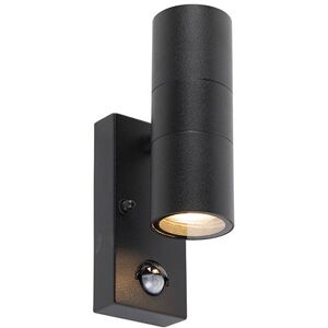 QAZQA Modern Stainless Steel Black Motion Sensor Wall Light - Outdoor QAZQA Modern Stainless Steel Black Motion Sensor Wall Light - Outdoor