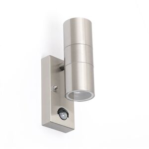 QAZQA Stainless Steel Wall Light with Motion Sensor - Modern IP44 Exterior Lamp QAZQA Stainless Steel Wall Light with Motion Sensor - Modern IP44 Exterior Lamp