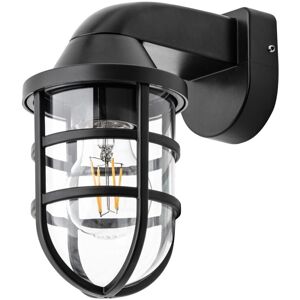 Litecraft - Hamo Wall Light Outdoor Caged Lantern Garden IP44 Fitting - Black Litecraft - Hamo Wall Light Outdoor Caged Lantern Garden IP44 Fitting - Black