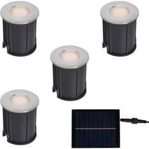 Litecraft - Harold Recessed Outdoor Solar Power Deck Light in Satin Chrome - 4 Pack Litecraft - Harold Recessed Outdoor Solar Power Deck Light in Satin Chrome - 4 Pack