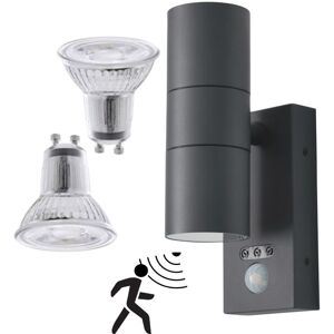 Litecraft - Kenn Outdoor Up Down Wall Light With Sensor & led Bulbs - Anthracite Litecraft - Kenn Outdoor Up Down Wall Light With Sensor & led Bulbs - Anthracite