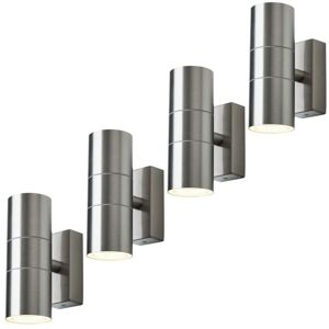 Litecraft - Kenn Up & Down Outdoor IP44 Wall Lights in Stainless Steel - 4 Pack Litecraft - Kenn Up & Down Outdoor IP44 Wall Lights in Stainless Steel - 4 Pack