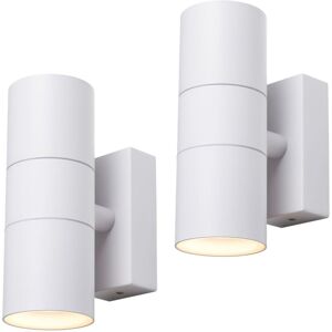 Litecraft - Kenn Wall Light Outdoor Up & Down IP65 Rated Fitting in White - 2 Pack Litecraft - Kenn Wall Light Outdoor Up & Down IP65 Rated Fitting in White - 2 Pack