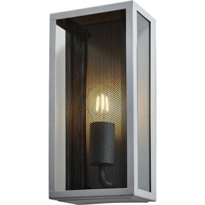 Litecraft - Merlin Wall Light Outdoor Box Lantern With Black Mesh Insert - Silver Litecraft - Merlin Wall Light Outdoor Box Lantern With Black Mesh Insert - Silver