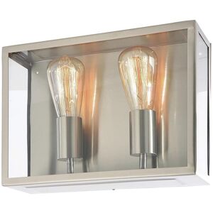 Litecraft - Mersey Wall Light Outdoor 2 Arm IP44 Box Lantern - Stainless Steel Litecraft - Mersey Wall Light Outdoor 2 Arm IP44 Box Lantern - Stainless Steel