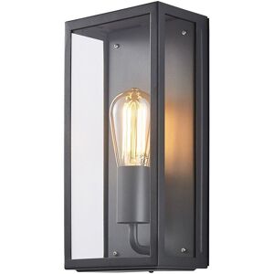 Litecraft - Mersey Wall Light Outdoor Box Lantern IP44 Garden Fitting - Anthracite Litecraft - Mersey Wall Light Outdoor Box Lantern IP44 Garden Fitting - Anthracite