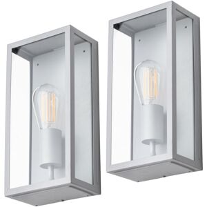 Litecraft - Mersey Wall Light Outdoor IP44 Garden Box Lantern in Silver - 2 Pack Litecraft - Mersey Wall Light Outdoor IP44 Garden Box Lantern in Silver - 2 Pack