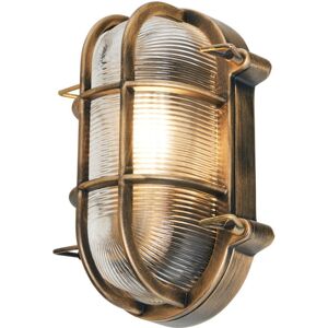 Litecraft Remy Wall Light Outdoor IP44 Rated Caged Oval Bulkhead Fitting - Gold Litecraft Remy Wall Light Outdoor IP44 Rated Caged Oval Bulkhead Fitting - Gold