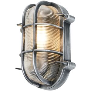 Litecraft - Remy Wall Light Outdoor IP44 Rated Caged Oval Bulkhead Fitting - Silver Litecraft - Remy Wall Light Outdoor IP44 Rated Caged Oval Bulkhead Fitting - Silver