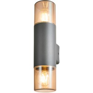 Litecraft - Tegan Up & Down Wall Light Outdoor Round E27 led Fitting - Anthracite Litecraft - Tegan Up & Down Wall Light Outdoor Round E27 led Fitting - Anthracite