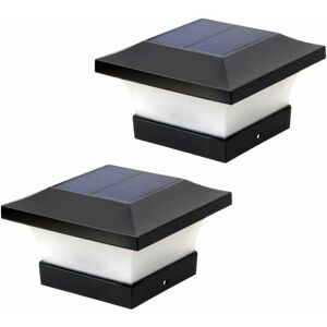 TRIMEC Lot de 2 lampes solaires pour poteau d'extérieur pour éclairage de pont de clôture, éclairage solaire led haute luminosité 6000 k blanc pour poteaux TRIMEC Lot de 2 lampes solaires pour poteau d'extérieur pour éclairage de pont de clôture, éclairage solaire led haute luminosité 6000 k blanc pour poteaux