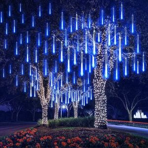 COAVAS Meteor Rain Fairy Lights, 8 Tubes 30CM 192 LED Lighting Meteor Shower Light Waterproof LED for Wedding Home Tree Garden Christmas Party (Blue) COAVAS Meteor Rain Fairy Lights, 8 Tubes 30CM 192 LED Lighting Meteor Shower Light Waterproof LED for Wedding Home Tree Garden Christmas Party (Blue)