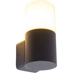 QAZQA Modern Outdoor Wall Light Black with Opal Shade IP44 - Odense QAZQA Modern Outdoor Wall Light Black with Opal Shade IP44 - Odense