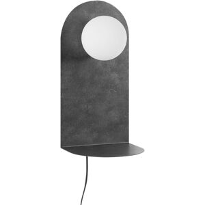 Beliani Wall Lamp Dark Graphite Grey Steel Lighting Glass Round Shade - Wall Lamp Beliani Wall Lamp Dark Graphite Grey Steel Lighting Glass Round Shade - Wall Lamp