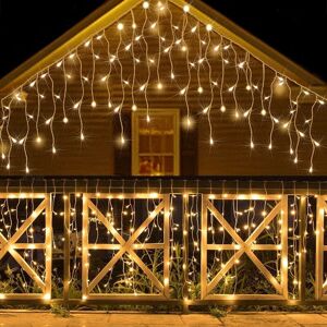 TINOR Outdoor Curtain Lights, 10M 400 LED Outdoor String Lights, IP44 Waterproof Indoor Curtain Lights with 8 Modes, Suitable for Christmas, Party (Warm TINOR Outdoor Curtain Lights, 10M 400 LED Outdoor String Lights, IP44 Waterproof Indoor Curtain Lights with 8 Modes, Suitable for Christmas, Party (Warm