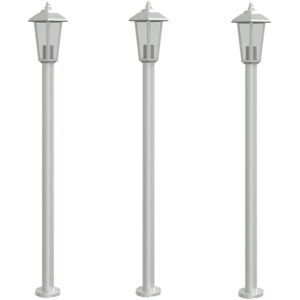 vidaXL Outdoor Floor Lamps 3pcs Silver 120 cm - Outdoor Floor Lamps vidaXL Outdoor Floor Lamps 3pcs Silver 120 cm - Outdoor Floor Lamps