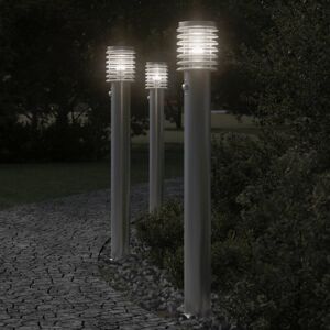 vidaXL Outdoor Floor Lamp with Sensor Silver 110cm Stainless Steel - Outdoor Floor Lamp vidaXL Outdoor Floor Lamp with Sensor Silver 110cm Stainless Steel - Outdoor Floor Lamp