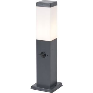 QAZQA Outdoor Lamp Dark Grey with Opal Glass 45cm IP44 with Socket and Motion Sensor - Malios QAZQA Outdoor Lamp Dark Grey with Opal Glass 45cm IP44 with Socket and Motion Sensor - Malios