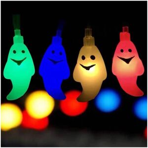 TONCHEAN Outdoor String Lights,Halloween String Lights, 30 LEDs Multicolor Ghost Lights Battery Powered, 10.8ft 3D Plastic Ghost Fairy Lights for Christmas TONCHEAN Outdoor String Lights,Halloween String Lights, 30 LEDs Multicolor Ghost Lights Battery Powered, 10.8ft 3D Plastic Ghost Fairy Lights for Christmas